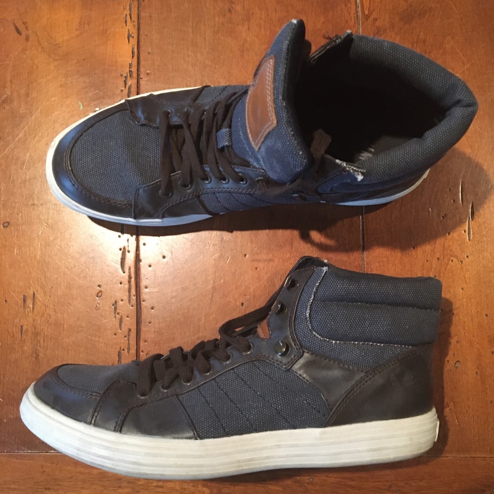 H&M Blue and Brown High Top Sneakers